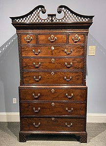 Chippendale-style George III mahogany chest-on-chest, circa 1770