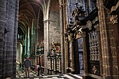 Elaborate stone and marble naves inside the upper church