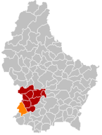 Lage von Käerjeng im Großherzogtum Luxemburg