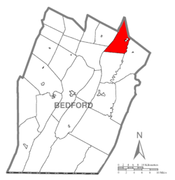 Map of Bedford County, Pennsylvania highlighting Liberty Township