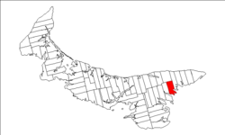 Map of Prince Edward Island highlighting Lot 56