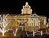 The courthouse in Marshall Texas illuminated with christmas lights