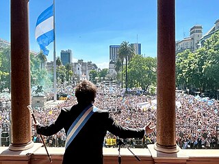 Argentinian President Javier Milei on his Inauguration Day in December 2023.