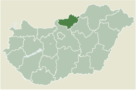 Location of Nógrád county in Hungary