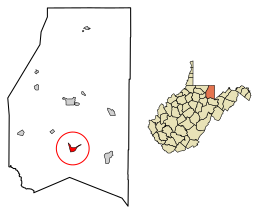 Location of Rowlesburg in Preston County, West Virginia.