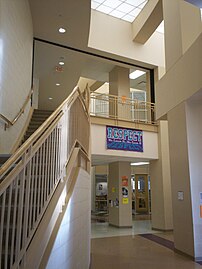 Interior view at the central staircase in front of the Media Center