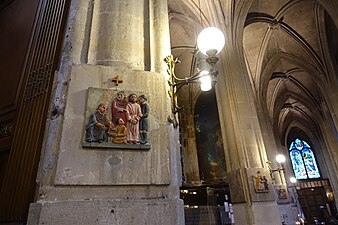 Chemin de croix réalisé par sœur Mercédes, bénédictine de l’abbaye Sainte-Scholastique (2005).