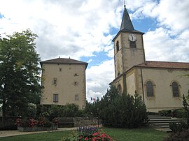 The tower and church in Labry
