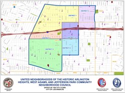 Map of United Neighborhoods of Arlington Heights, West Adams and Jefferson Park Community Neighborhood Council