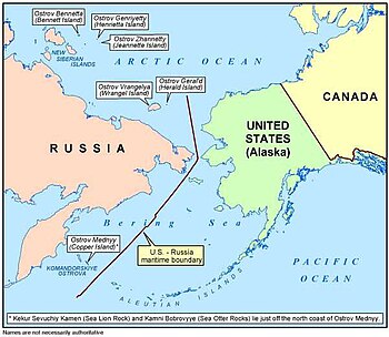 協定で指定された米露間の海洋境界