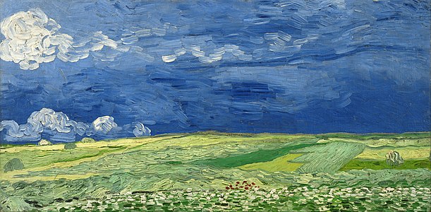 Wheatfield Under Thunderclouds at Wheat Fields, by Vincent van Gogh