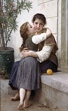 A Little Coaxing (1890) by William-Adolphe Bouguereau (1825-1905)