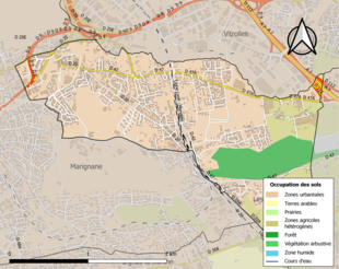 Carte en couleurs présentant l'occupation des sols.