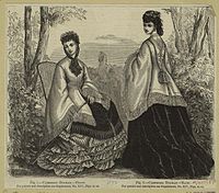 Woman's dolman mantle, front & back views. Harper's Bazaar, November 1871