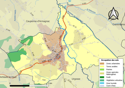 Nogaro, D931 au nord vers l'est