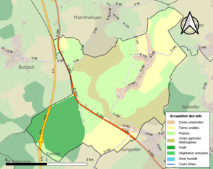 Carte en couleurs présentant l'occupation des sols.