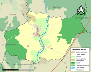 Carte en couleurs présentant l'occupation des sols.