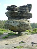 stone formation with very large rock balanced atop a small rock