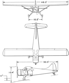 3-view line drawing of the de Havilland Canada L-20A Beaver