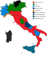 Mappa dei partiti che esprimono i presidenti di regione dopo le elezioni del 2019