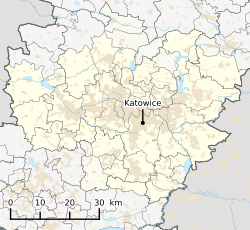 Map of Katowice metropolitan area (parts of Rybnik metropolitan area also visible in the bottom-left corner)