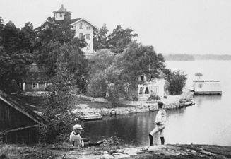 Tornvillan och badhus i Mälaren 1890