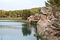 Barre de travertin qui sépare le lac Salvadora du lac Santos Morcillo