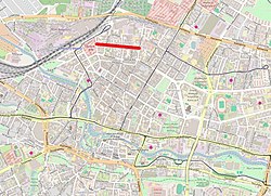 Bocianowo street highlighted on a map