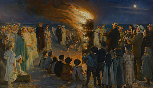 Midsummer Eve Bonfire on Skagen Beach, by Peder Severin Krøyer