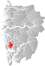 Bergen markert med rødt på fylkeskartet