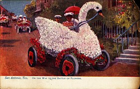 On the way to the Battle of Flowers (postcard, circa 1907–1911)