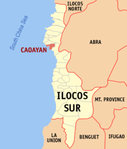 Map of Ilocos Sur with Caoayan highlighted