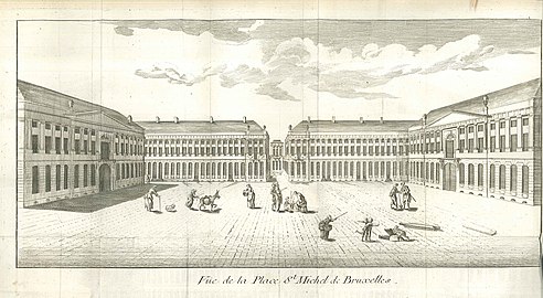 The Place Saint-Michel/Sint-Michielsplein from Description de la ville de Bruxelles enrichie du plan de la ville et de perspectives, 1782