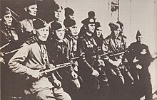 Group of Red Army platoons, the Danube Fleet, after liberation of Komárno in April 1944