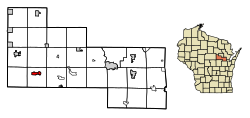 Location of Tigerton in Shawano County, Wisconsin.