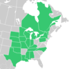 Symphyotrichum ontarionis distribution map: Canada — Ontario and Québec; US — Alabama, Illinois, Indiana, Iowa, Kansas, Kentucky, Louisiana, Michigan, Minnesota, Mississippi, Missouri, Nebraska, New York, North Carolina, Oklahoma, Pennsylvania, South Dakota, Tennessee, Texas, Vermont, and Wisconsin.