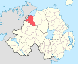 Location of Tirkeeran, County Londonderry, Northern Ireland.
