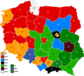 Voivodeships with winning majority.