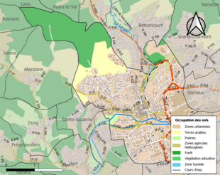 Carte en couleurs présentant l'occupation des sols.