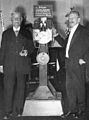Image 47Max Skladanowsky (right) in 1934 with his brother Eugen and the Bioscop (from History of film technology)