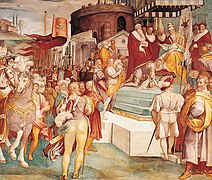 Carlos V anunciando la toma de Túnez al Papa Paulo III en 1535.
