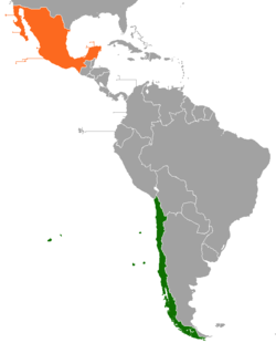 Map indicating locations of Chile and Mexico