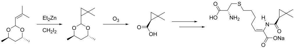 Simmons-Smith cyclopropanation in the synthesis of Cilastatin