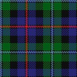 Clan Campbell of Cawdor : la bande verte chargée d'un filet rouge bordé de noir, la bande bleue chargée d'un filet blanc bordé de noir.