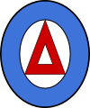 Badge of the Democratic Army of Greece, with a stylized letter D (Δ).