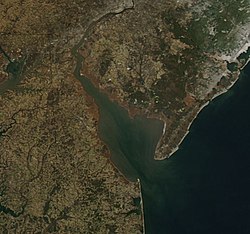 Delaware Bay in Winter from above