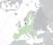 Map showing Denmark in Europe