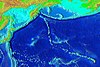 Satellite map showing the Hawaiian–Emperor seamount chain