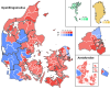 Largest party within each nomination district and constituency.