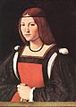 Ritratto di giovane donna (attr.) (Probabile ritratto di Bernardina de Corradis o di Bianca Giovanna Sforza), Castello Sforzesco, Milano.